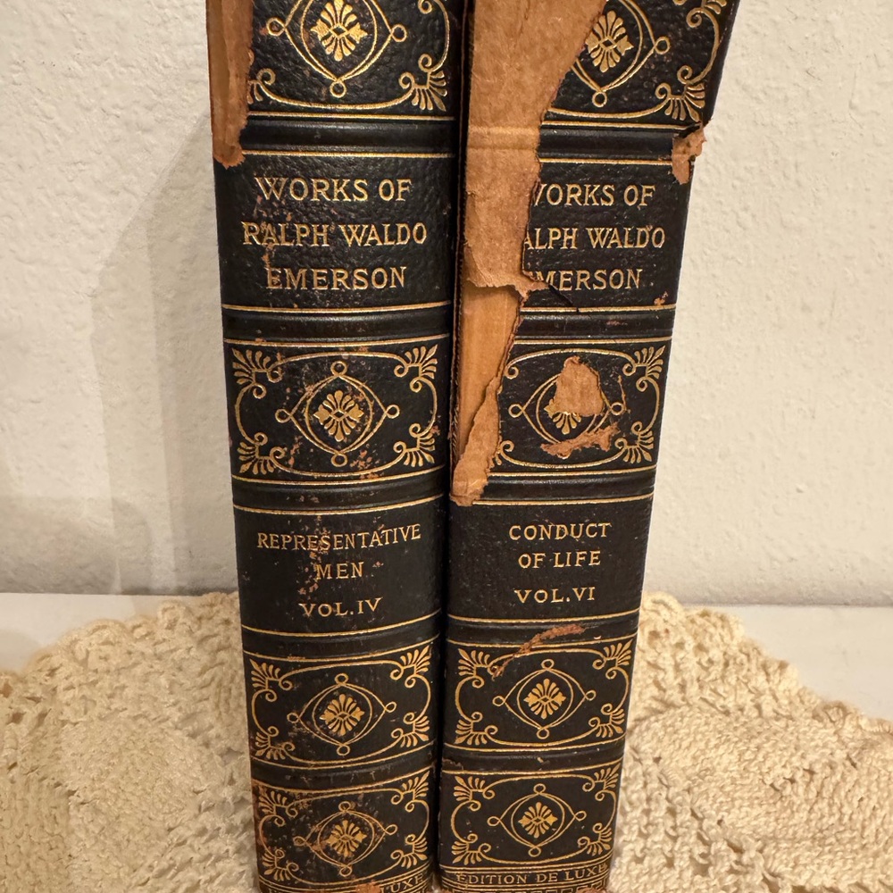 Vintage Emerson Books with Gold Detailing